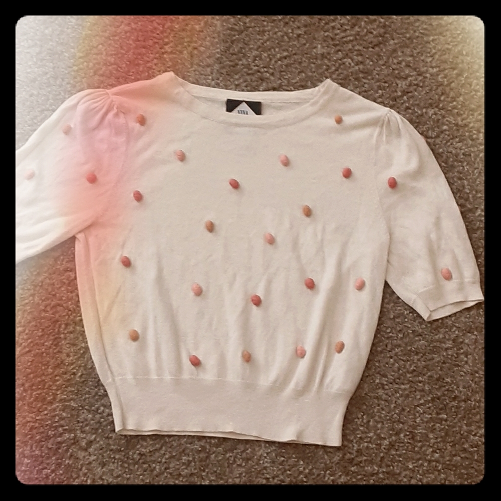 Cropped Cardigan with poms